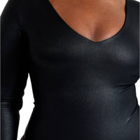 Leather Look Long Sleeve Bodysuit