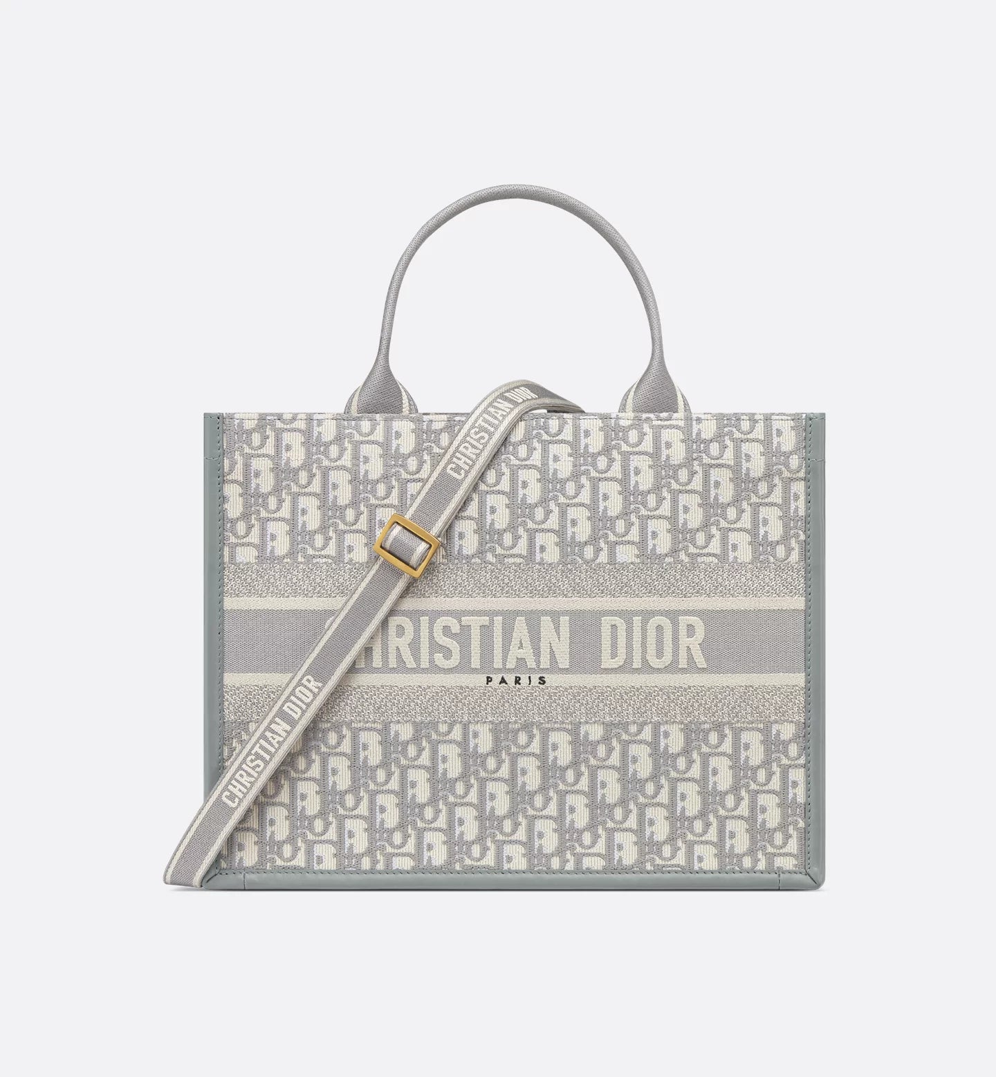 Book Tote Gray Oblique Embroidery & Calfskin