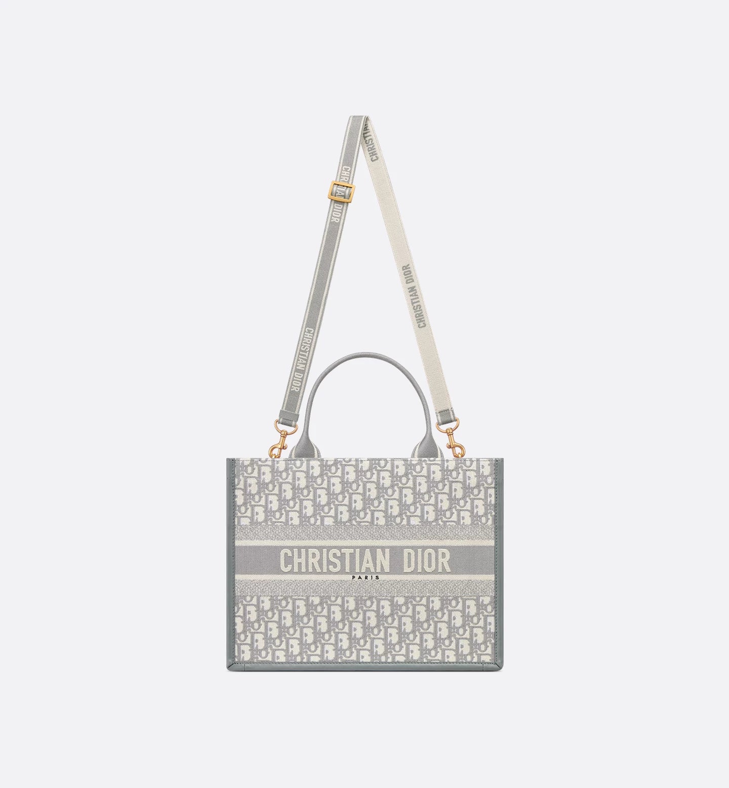 Book Tote Gray Oblique Embroidery & Calfskin