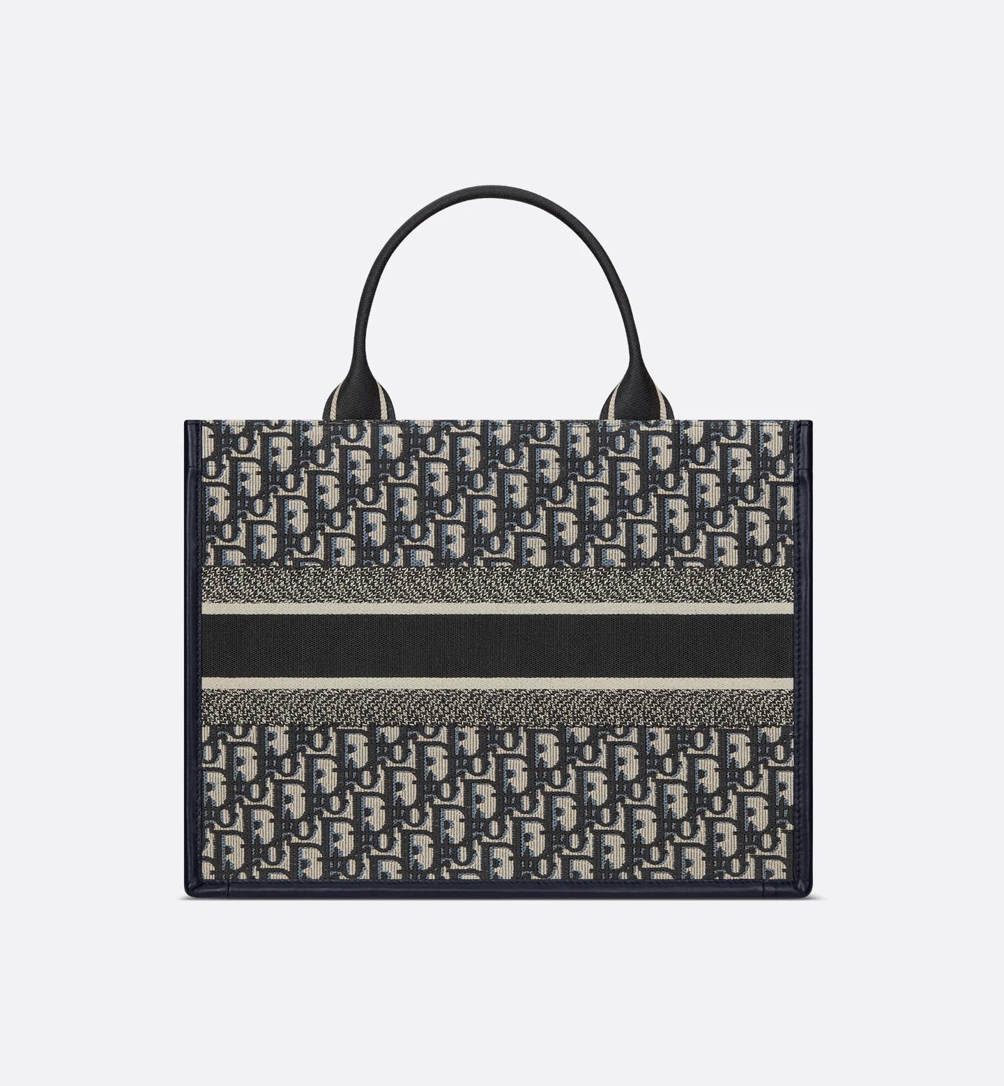 Medium Book Tote Blue Oblique Embroidery & Calfskin