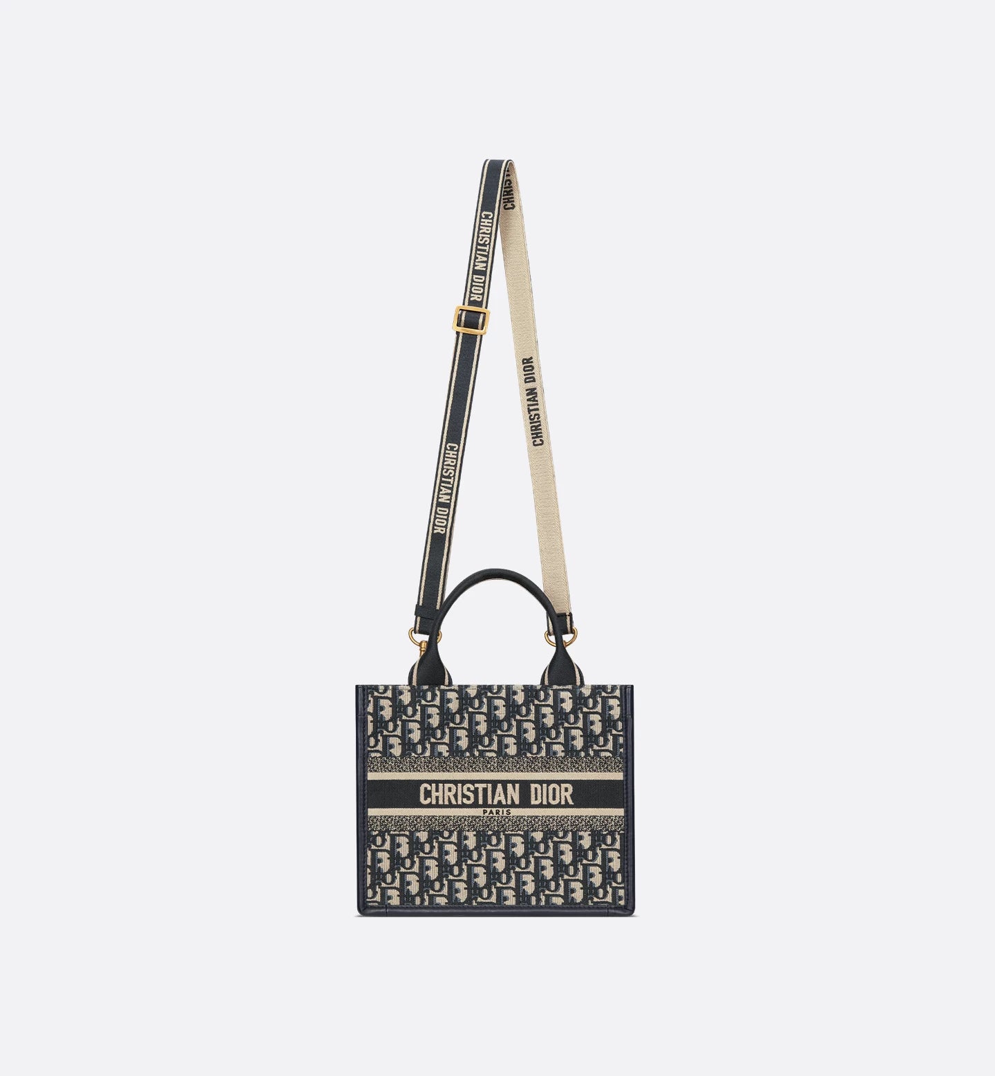 Small Book Tote Blue Oblique Embroidery & Calfskin