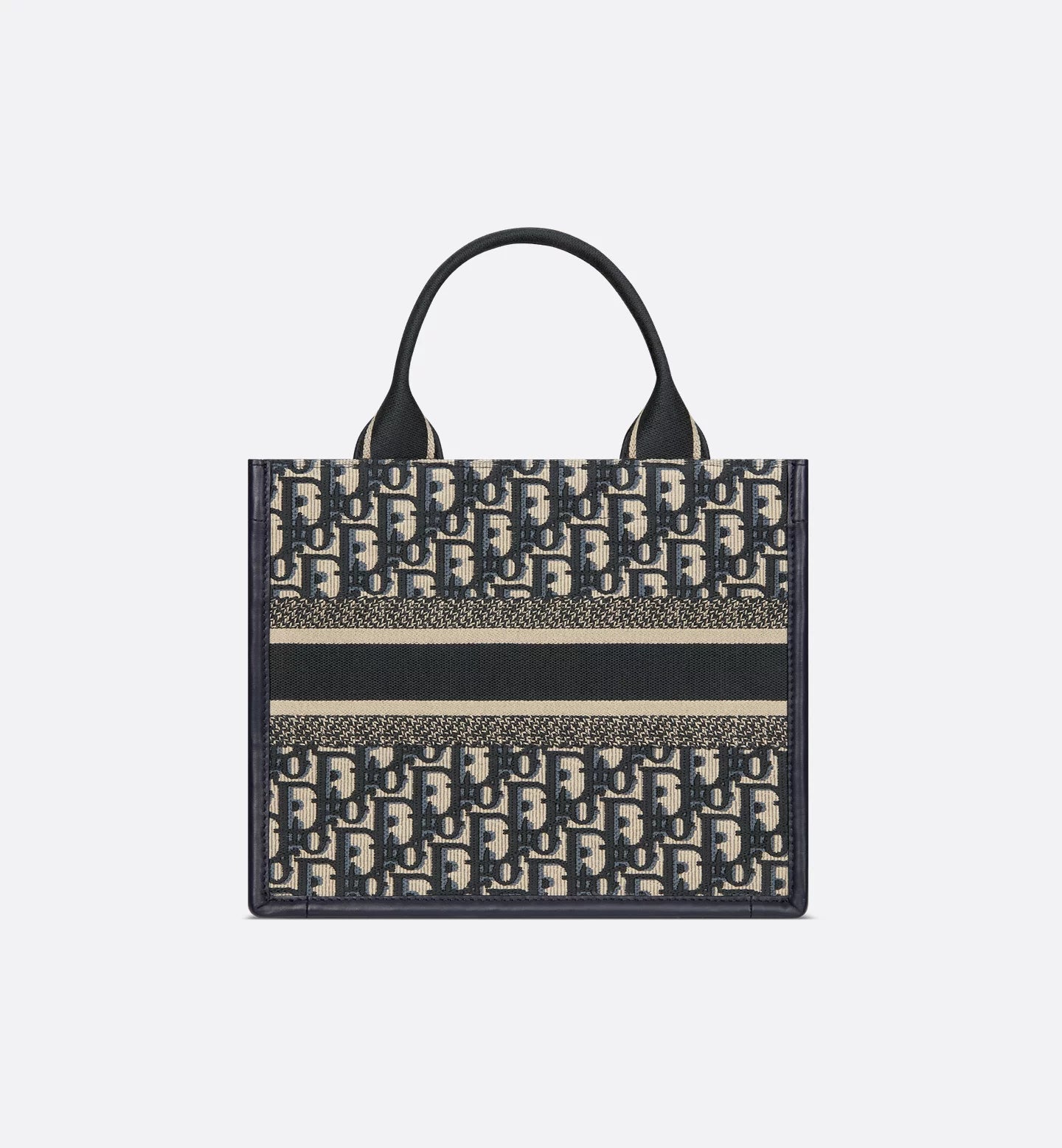 Small Book Tote Blue Oblique Embroidery & Calfskin
