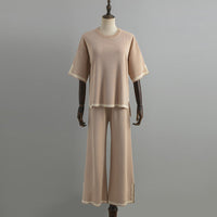 Contrast Split Short Sleeve & Wide Pants Set