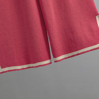 Contrast Split Short Sleeve & Wide Pants Set