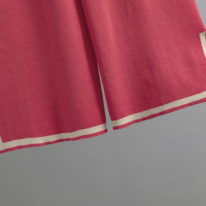 Contrast Split Short Sleeve & Wide Pants Set