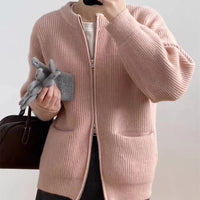 Loose Cashmere Blend Zipper Cardigan
