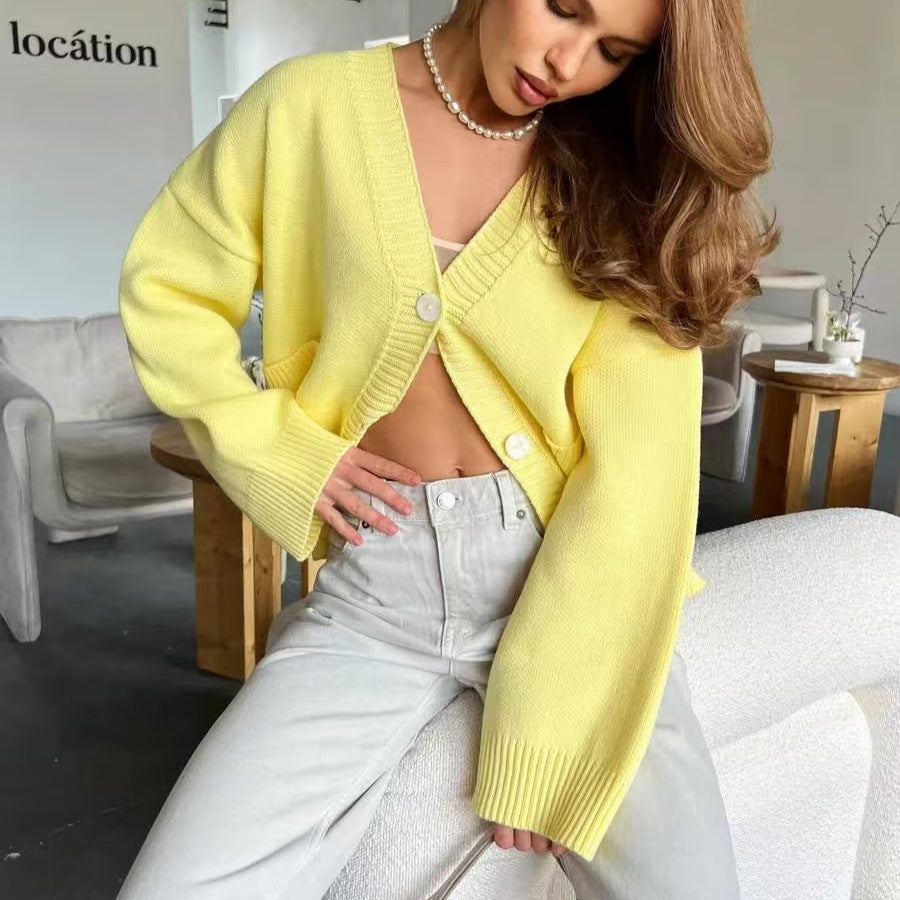 Lazy Fit V-Neck Pocket Cardigan