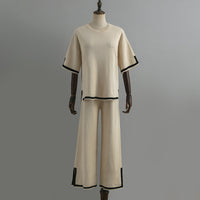 Contrast Split Short Sleeve & Wide Pants Set