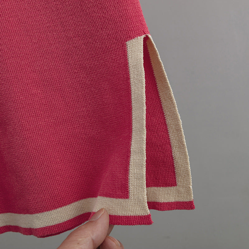 Contrast Split Short Sleeve & Wide Pants Set