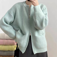 Loose Cashmere Blend Zipper Cardigan