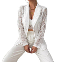 Lace Embroidery White Blazer
