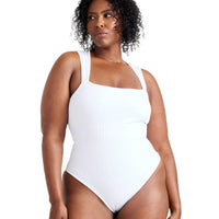 Ribbed Square Neck Shapewear Bodysuit
