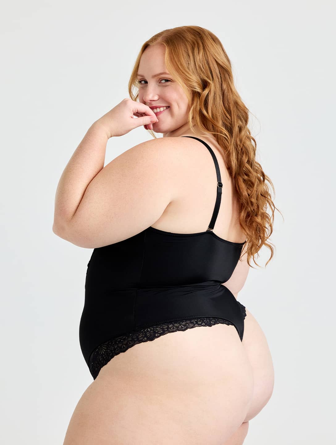 V-Neck Half Laced Bodysuit