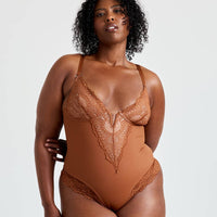 V-Neck Half Laced Bodysuit