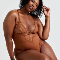 V-Neck Half Laced Bodysuit