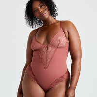 V-Neck Half Laced Bodysuit