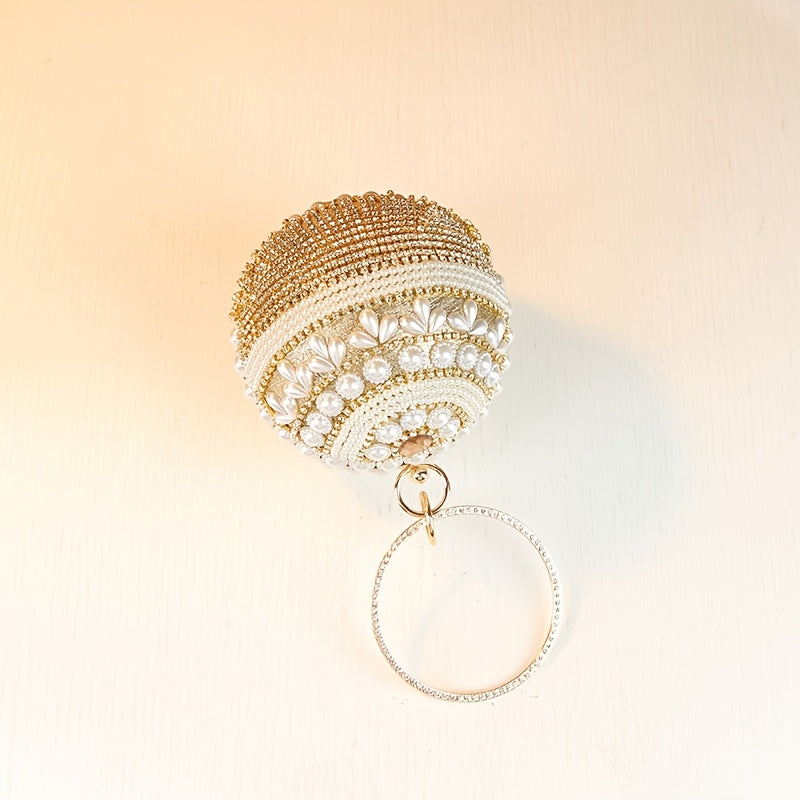 Golden Beaded Tassel Evening Clutch