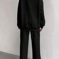 Textured Fabric Long Sleeve Sweatshirt & Pants Set