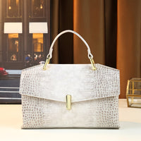 Crocodile-Embossed - Himalayan White Retro Convertible Tote