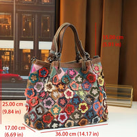 Multicolor Floral Leather Tote Bag with Detachable Strap