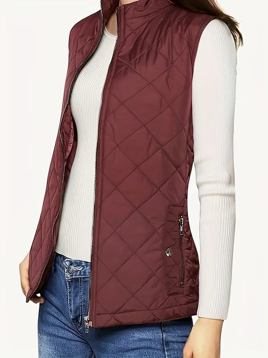 Elegant Lightweight Quilted Stand-Collar Vest