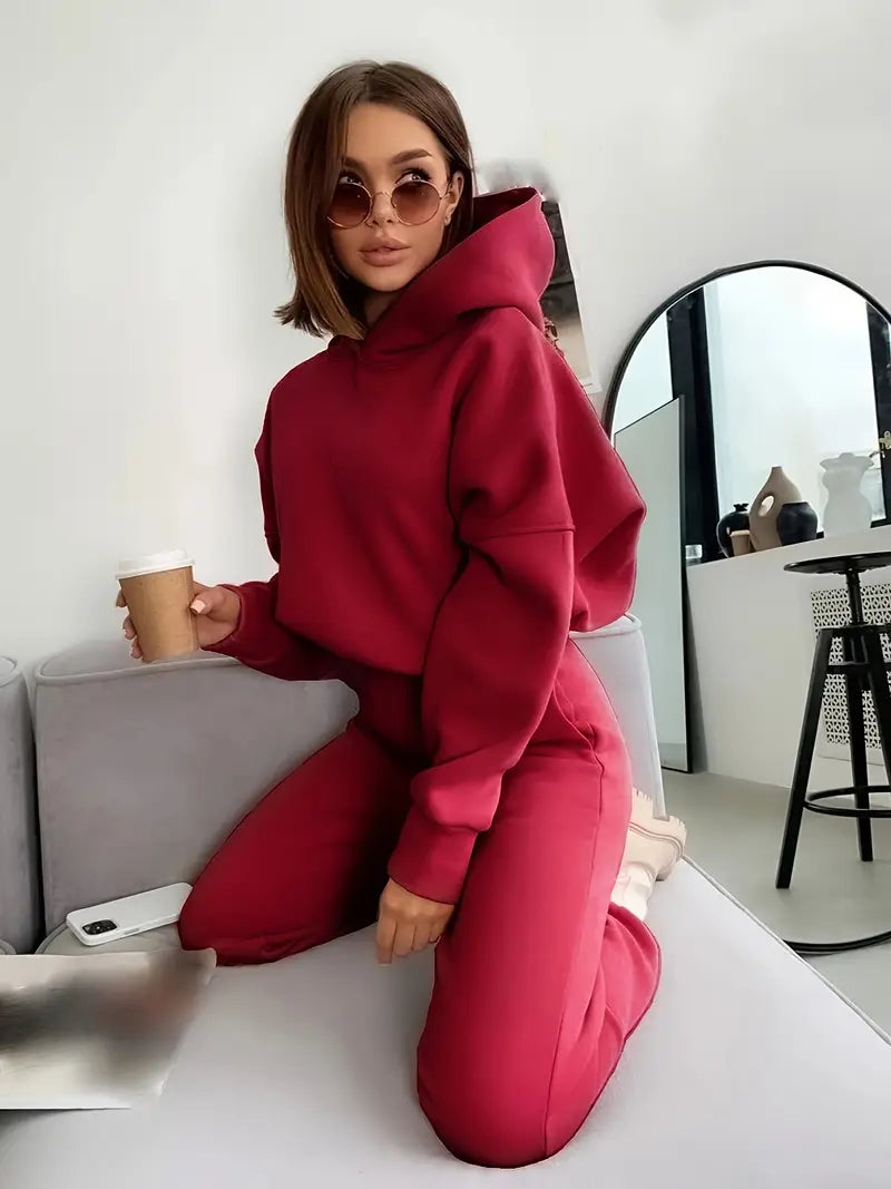 Women's Autumn/Winter New Solid Color Hoodie Set