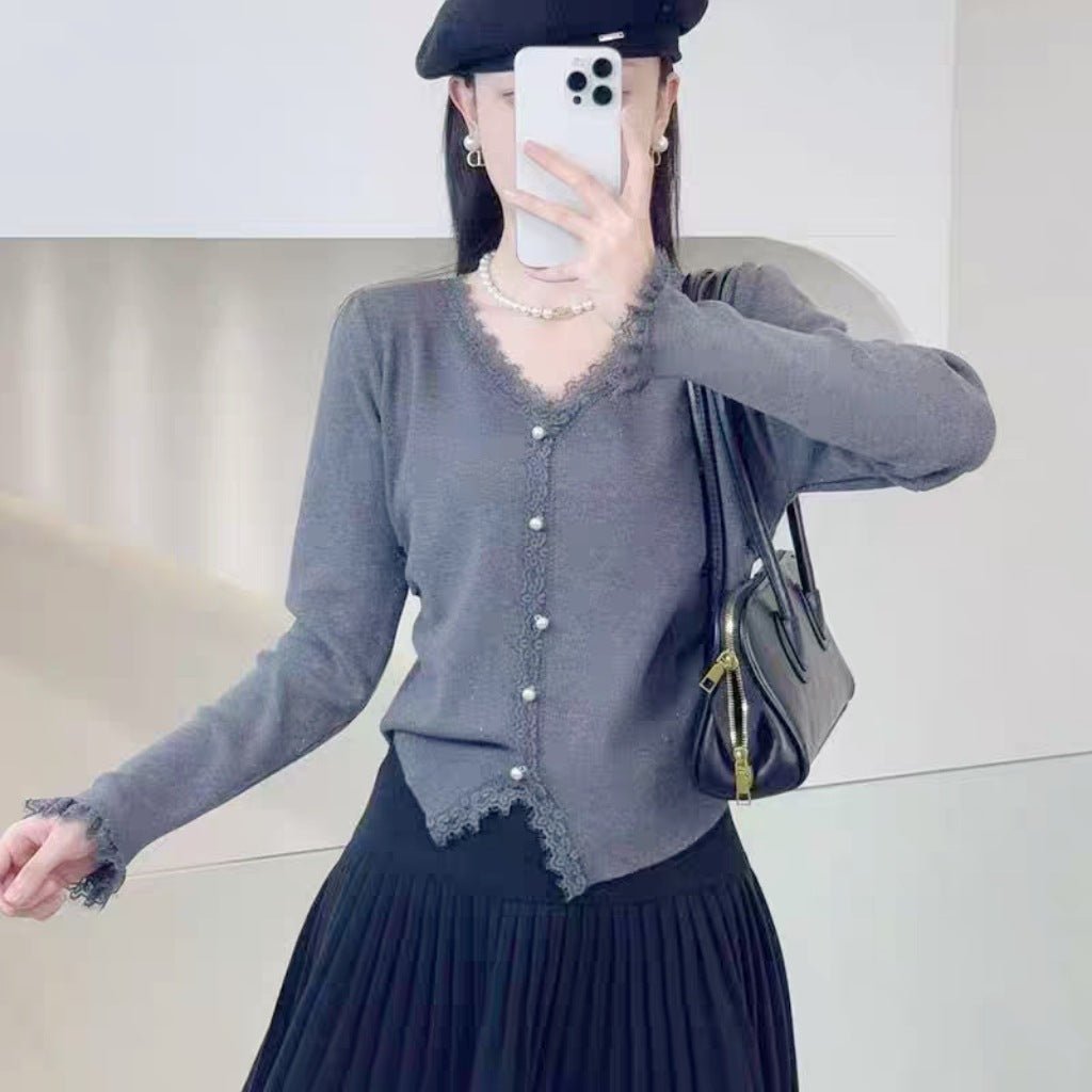 Pearl Button V-Neck Cardigan