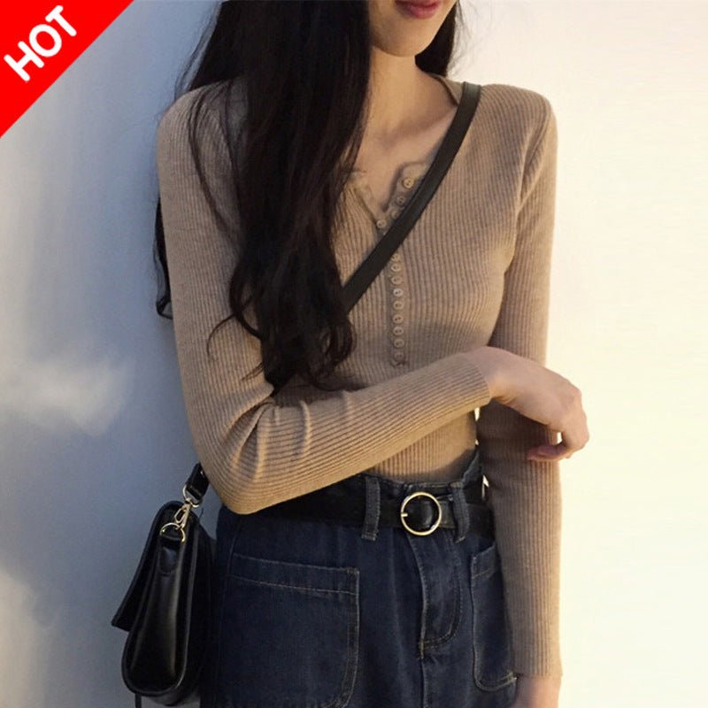 Slim V-Neck Core-Spun Pullover (9123)