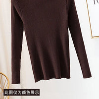 Slim Bubble Sleeve Semi-Turtleneck Pullover