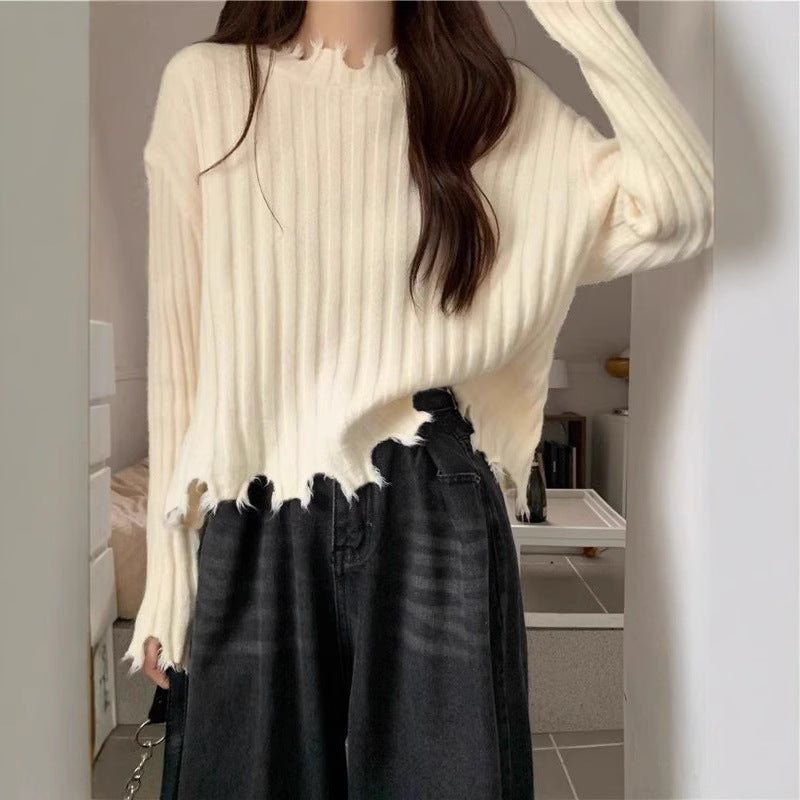 Slim Fit Sweet Lace Collar Pullover