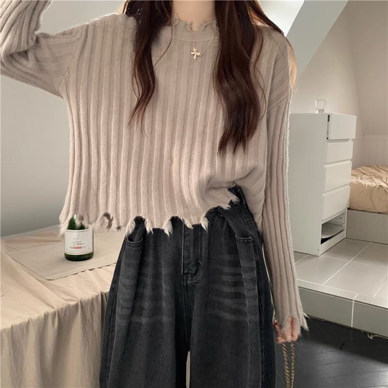 Slim Fit Sweet Lace Collar Pullover