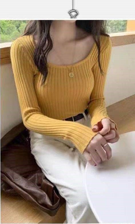 Slim Square Collar Commuter Pullover