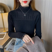 Elegant Slim Semi-Turtleneck Pullover