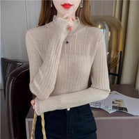 Elegant Slim Semi-Turtleneck Pullover