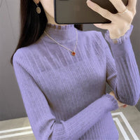Elegant Slim Semi-Turtleneck Pullover