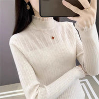 Elegant Slim Semi-Turtleneck Pullover