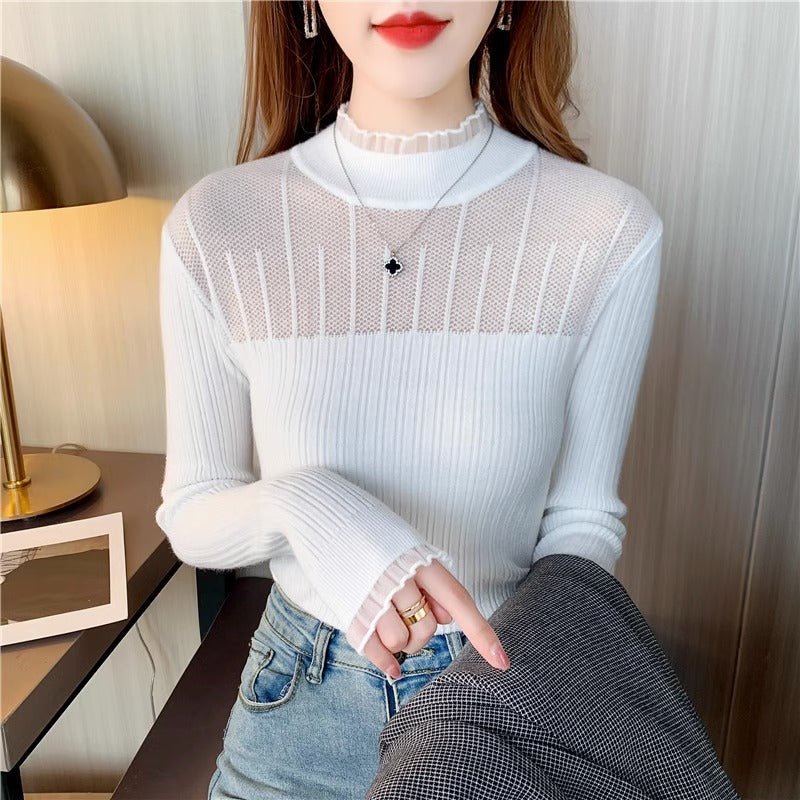 Elegant Slim Semi-Turtleneck Pullover