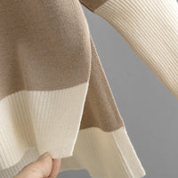 Contrast V-Neck Sweater & Wide Pants Set