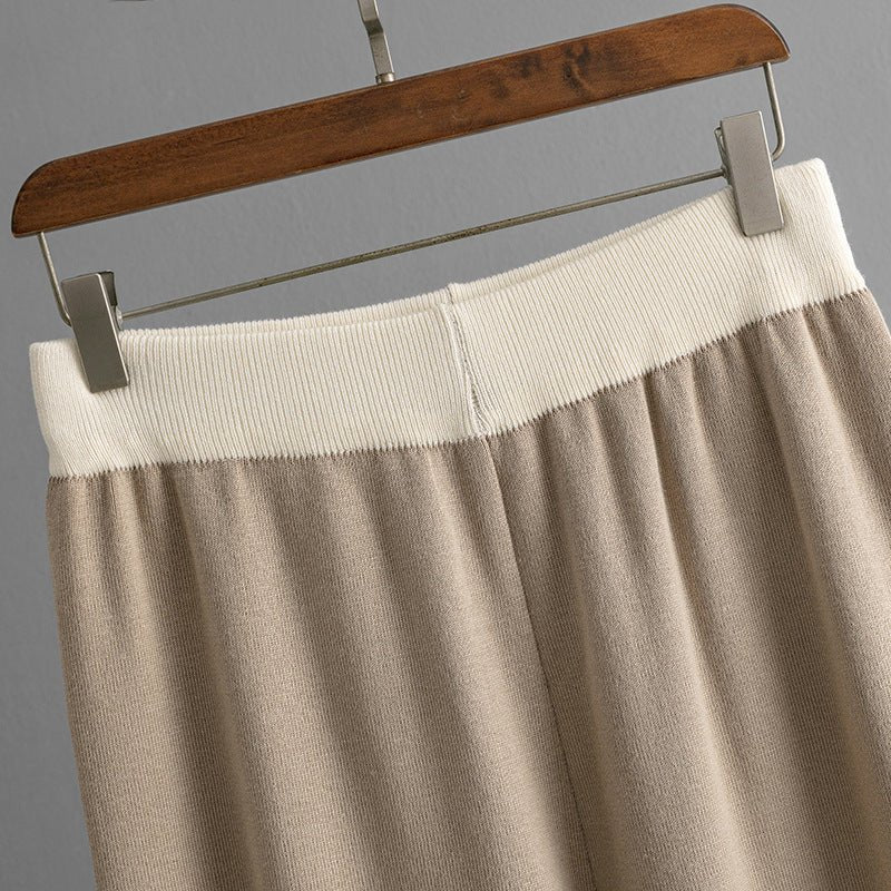 Contrast V-Neck Sweater & Wide Pants Set