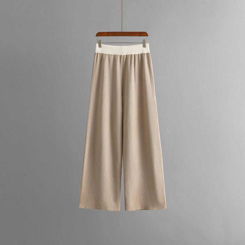 Contrast V-Neck Sweater & Wide Pants Set