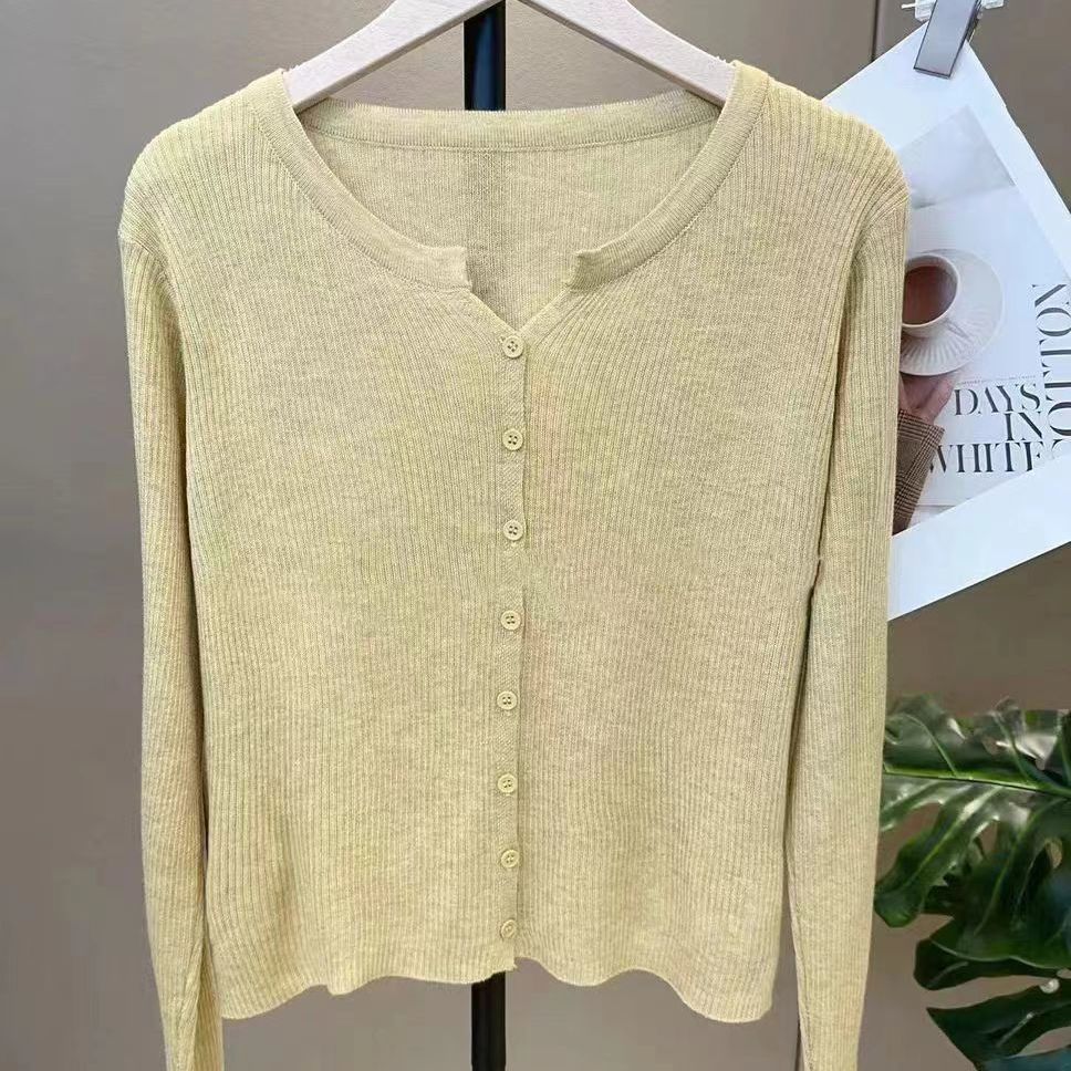 Solid V-Neck Core-Spun Cardigan