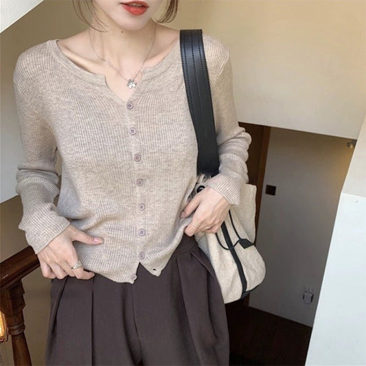 Solid V-Neck Core-Spun Cardigan