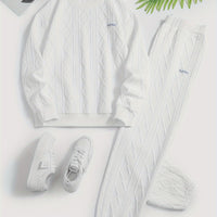 Textured Fabric Long Sleeve Sweatshirt & Pants Set