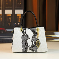 White Animal Print Handbag | Faux Snakeskin & Crocodile Pattern