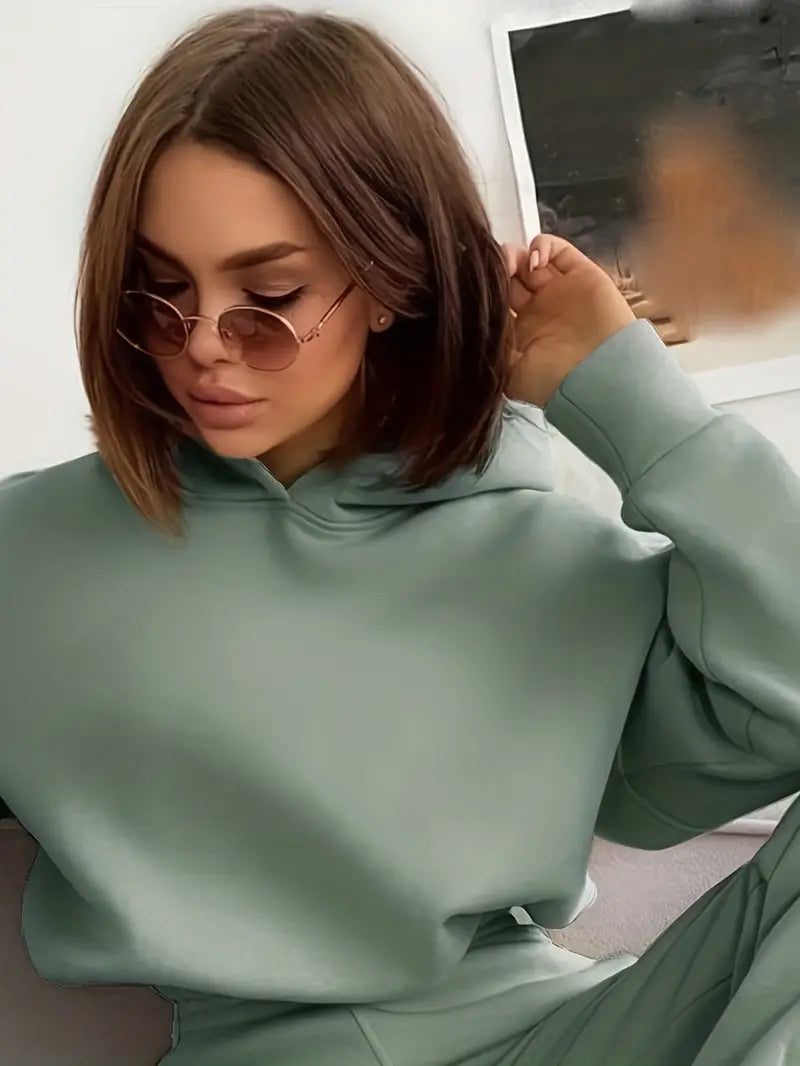 Women's Autumn/Winter New Solid Color Hoodie Set