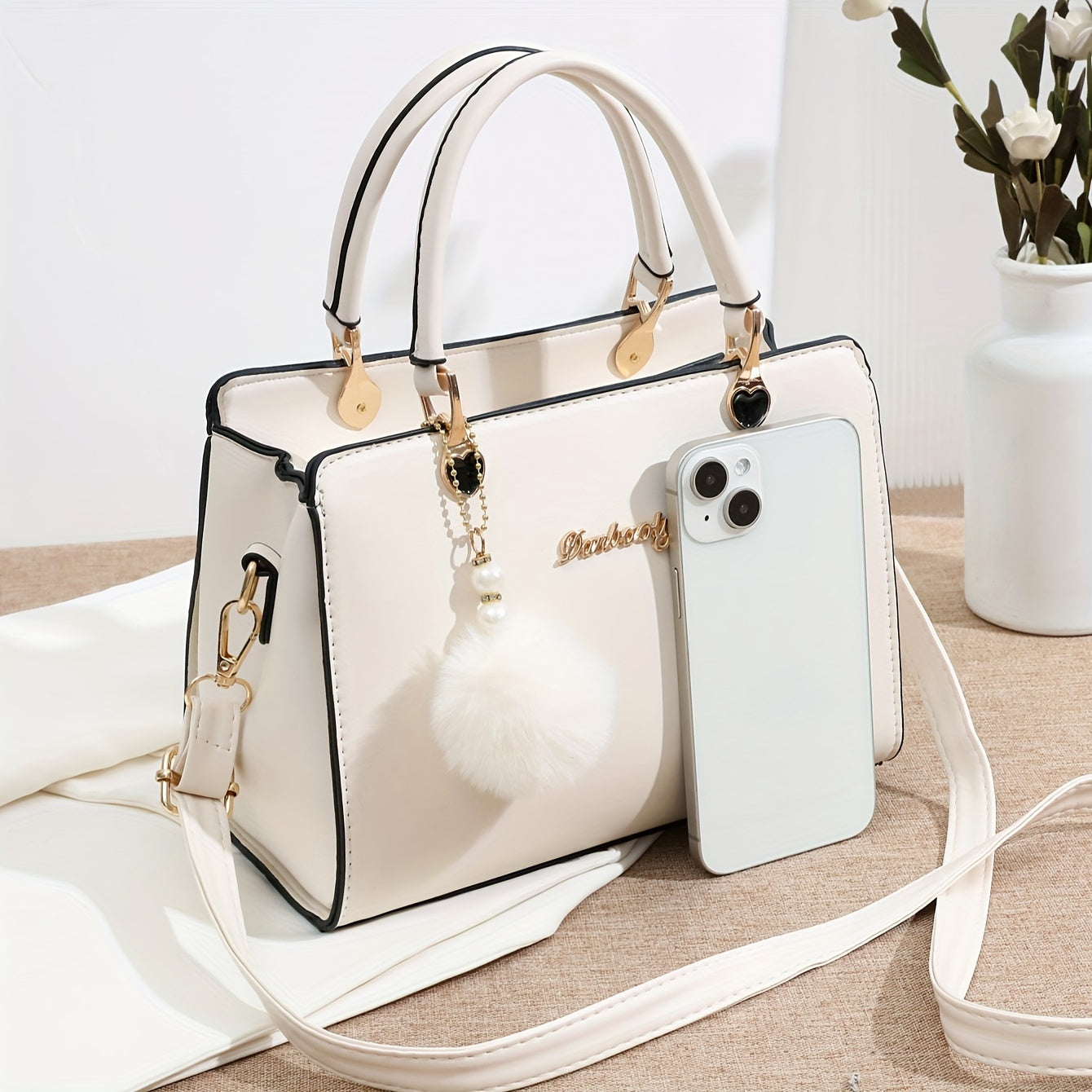 Solid Mini Multi-Layer Pom-Pom Bag