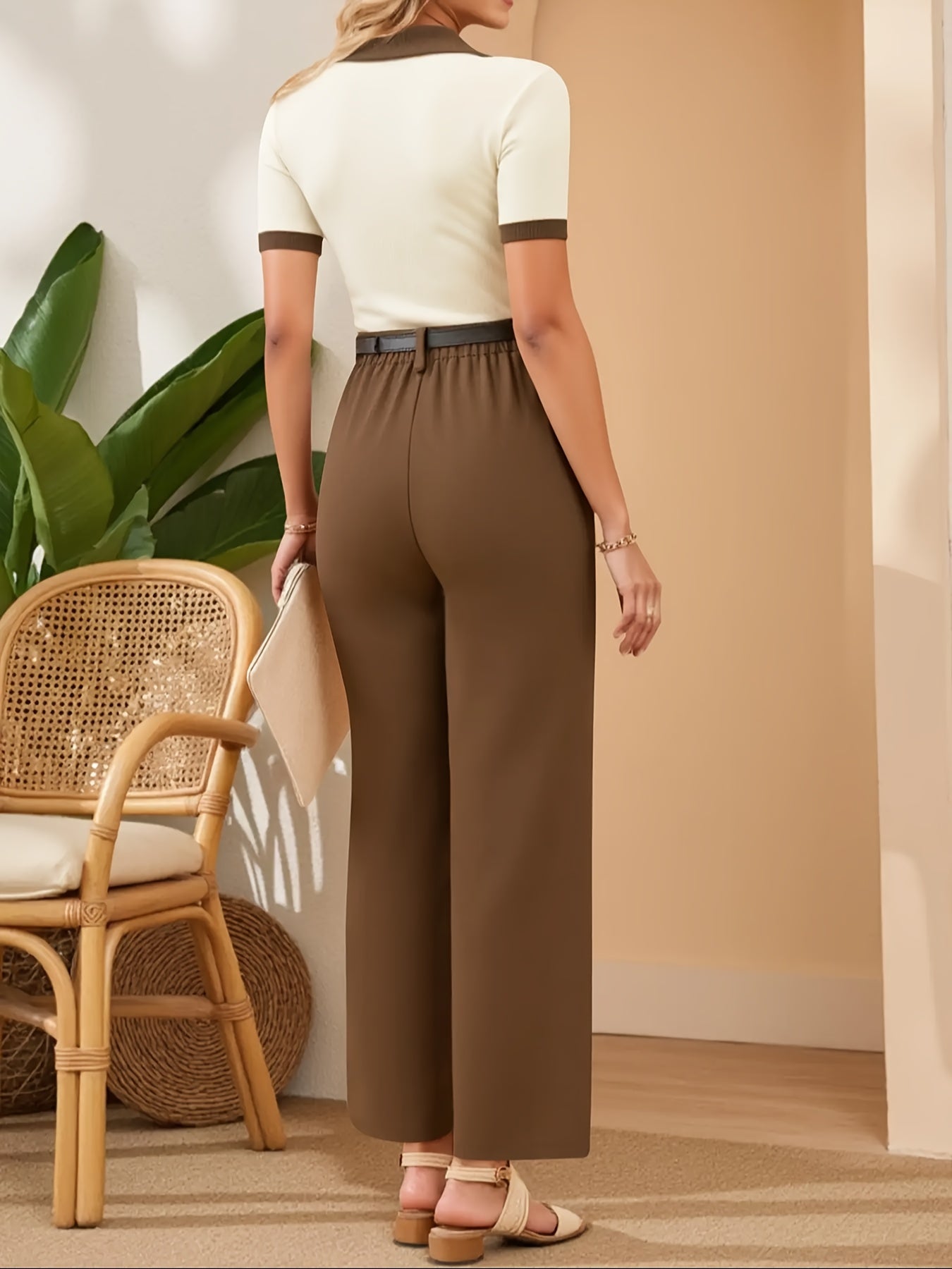 Short-Sleeve Polo Shirt And Casual Pants Outfit