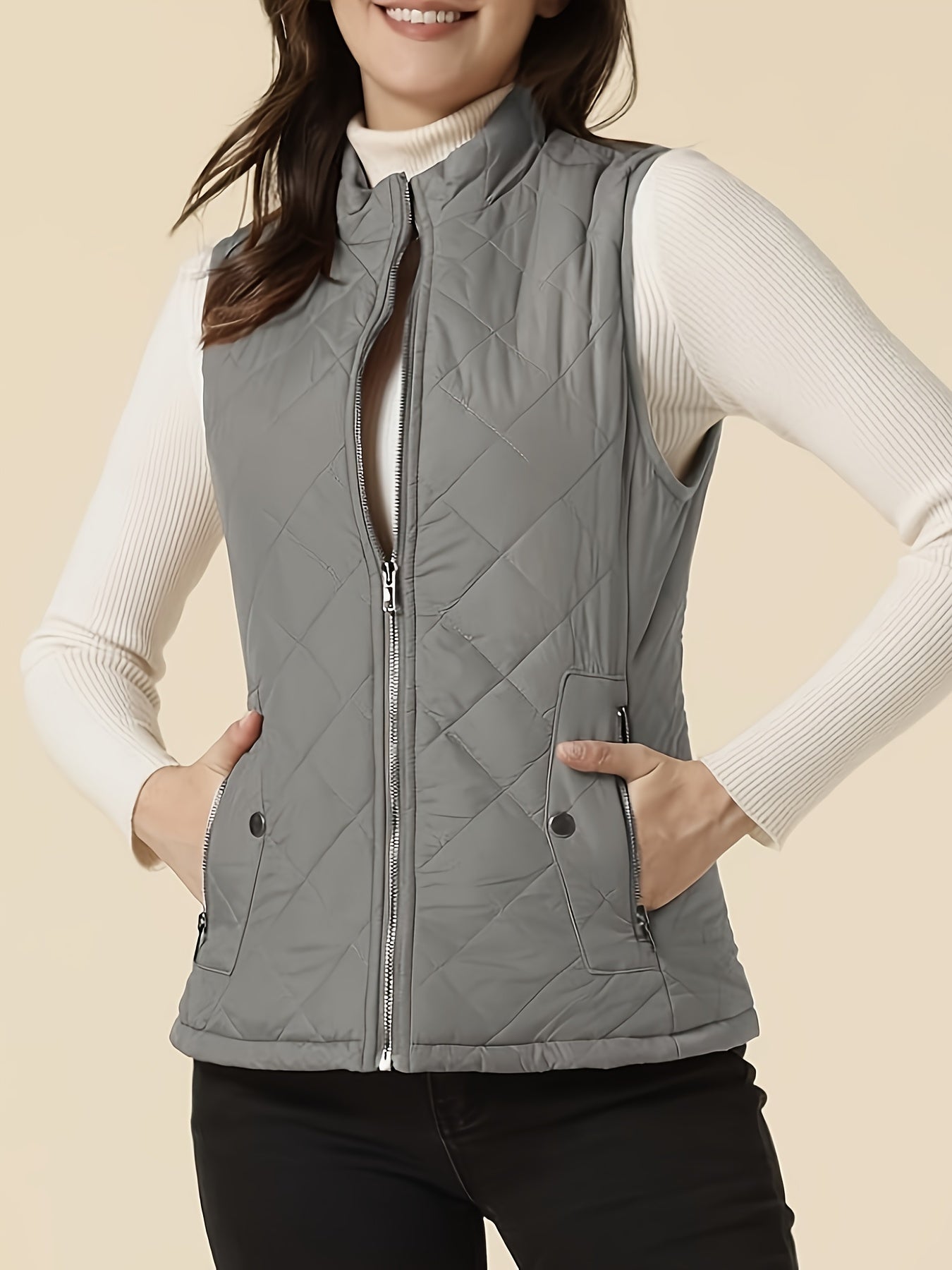 Elegant Lightweight Quilted Stand-Collar Vest