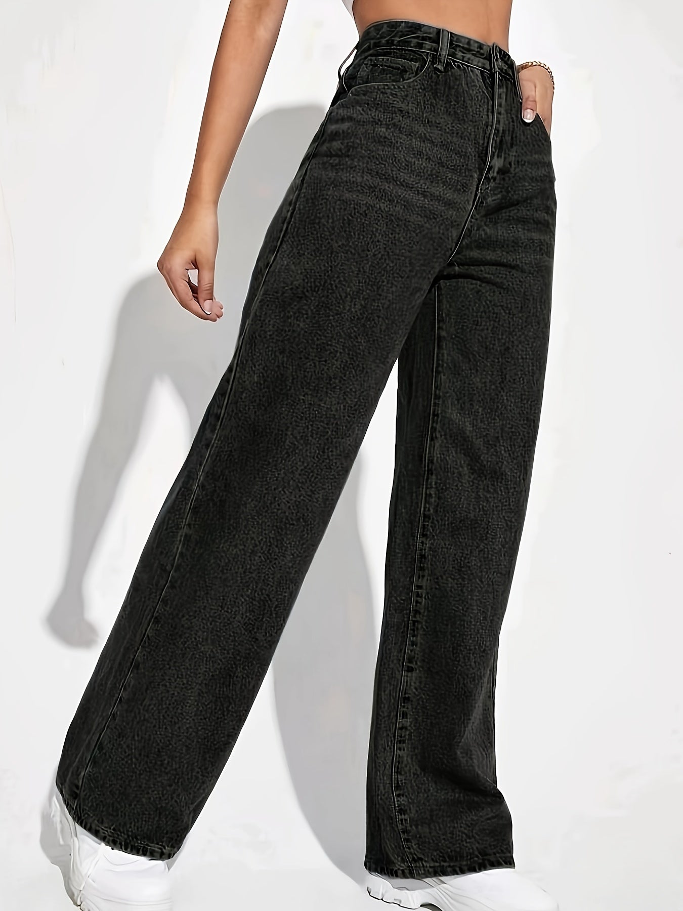 CPUY Mid-Waist Straight Leg Jeans - Cotton Blend Slight Stretch Denim