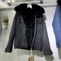 Big Fur Collar Denim Jacket